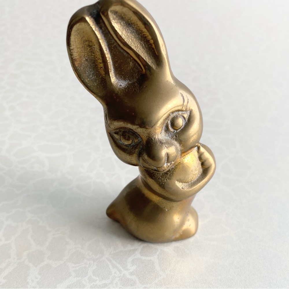 Vintage Brass Bunny Rabbit Figurine - Gold Home Accent